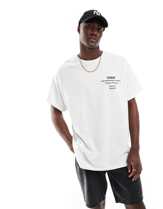 ASOS DESIGN oversized t-shirt i vitt med limoncello-tryck - Image 3