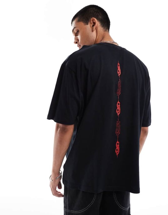 ASOS DESIGN unisex oversized grafisk t-shirt med Slipknot-tryck i svart - Image 3