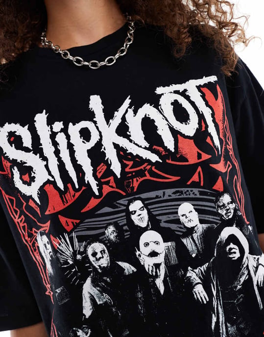 ASOS DESIGN unisex oversized grafisk t-shirt med Slipknot-tryck i svart - Image 4