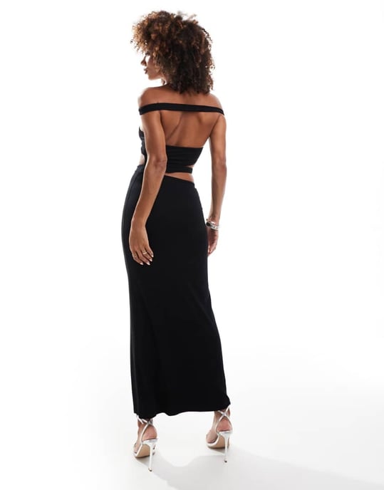 ASOS DESIGN nederdel med avskuren hals i svart - Image 2