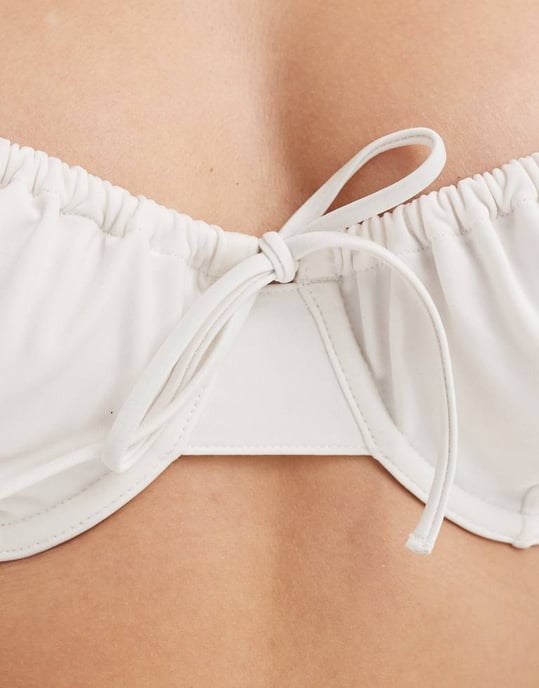 Monki mix och match bygelbikinitopp i vitt - Image 4