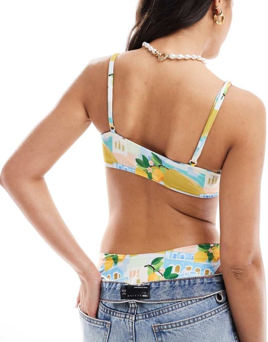 ASOS DESIGN Sorrento skinny crop bikiniöverdel i multi - Image 3