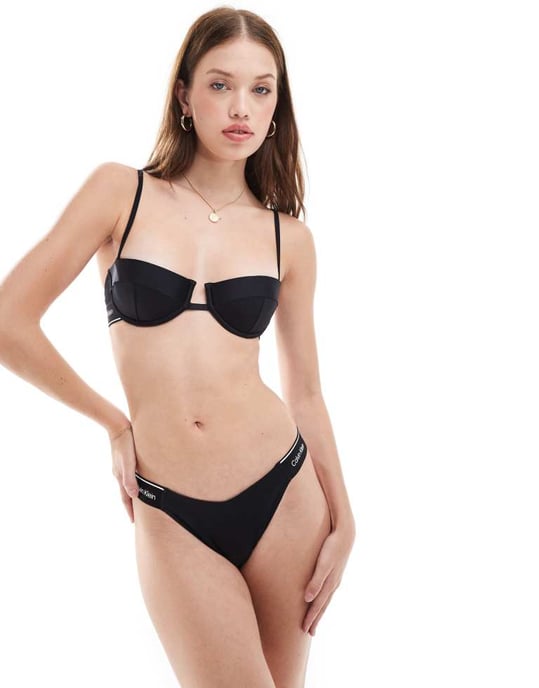 Calvin Klein Legacy trådad balconette bikiniöverdel i svart - Image 3