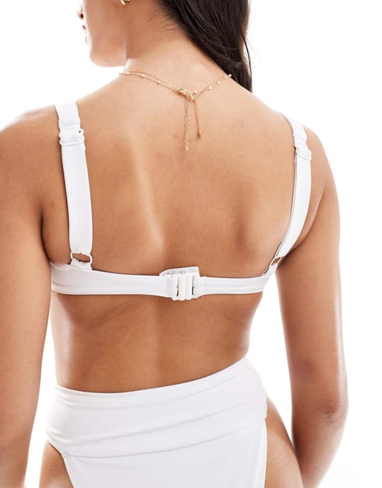 ASOS DESIGN Maya V-trådd crop bikiniöverdel i vitt - Image 3