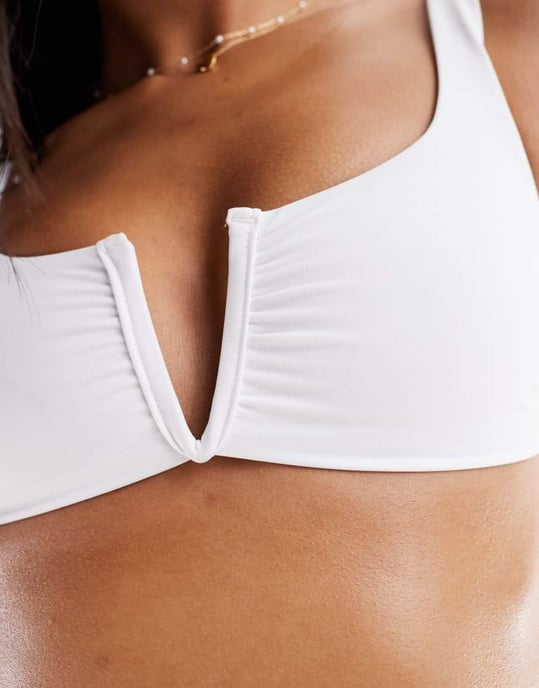 ASOS DESIGN Maya V-trådd crop bikiniöverdel i vitt - Image 4