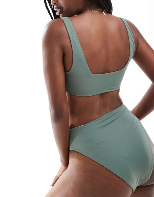 ASOS DESIGN Hazel crop bikiniöverdel i khaki - Image 4
