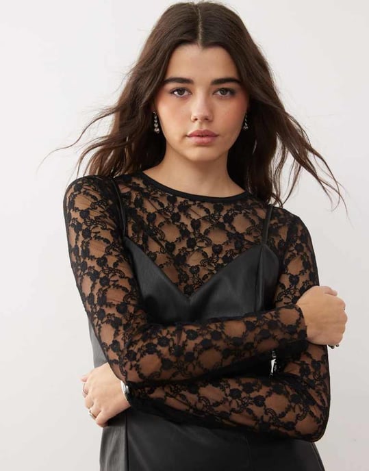 Miss Selfridge fusk läder 2 i 1 cami mini klänning med spettskant - Image 2