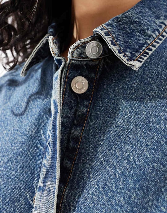 ASOS DESIGN kortärmad denimklänning i ljusblått - Image 3