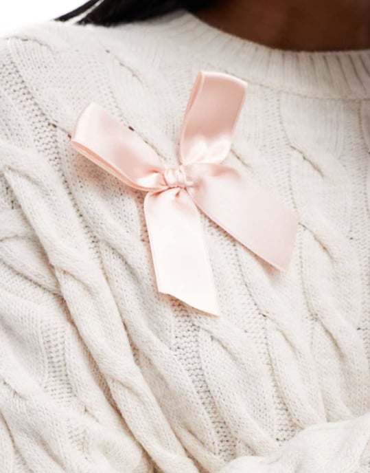 Miss Selfridge satinband detaljerad stickad miniklänning i havre - Image 2