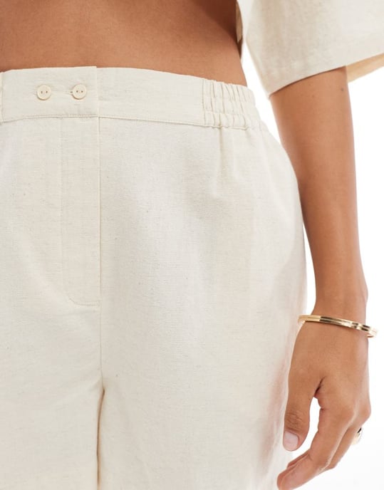 ASOS DESIGN boxershorts-set i linne i neutral färg - Image 3