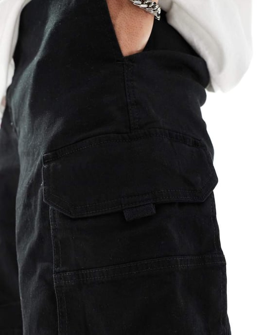ADPT vid passform cargoshorts i svart - Image 3