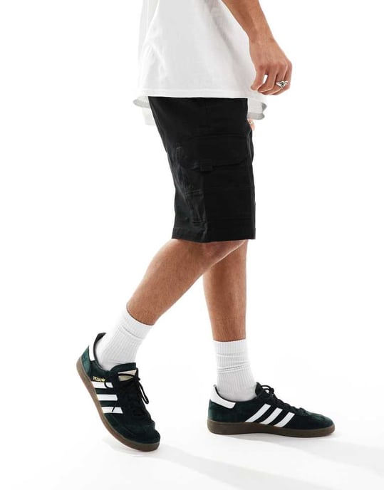 ADPT vid passform cargoshorts i svart - Image 4