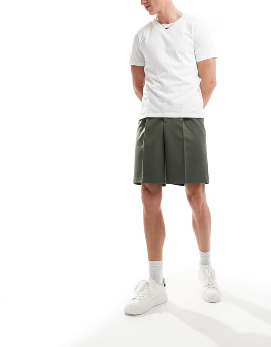 ASOS DESIGN smart vida shorts i grön - Image 2
