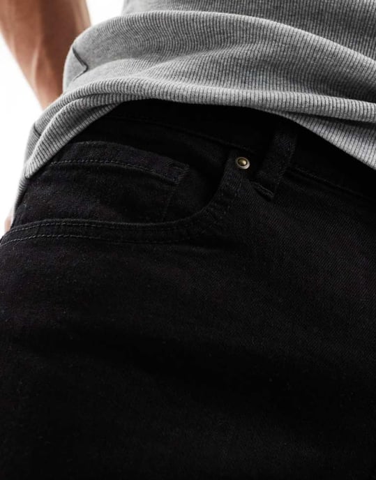ASOS DESIGN stretch slim regular längd denim-shorts i svart - Image 2