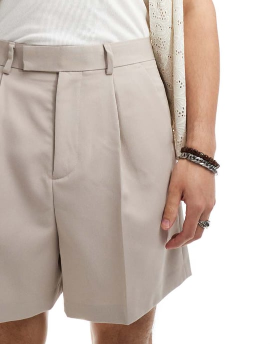 ASOS DESIGN smart korta bermudashorts i stenfärg - Image 3