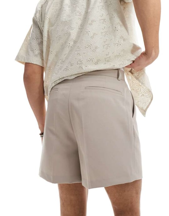 ASOS DESIGN smart korta bermudashorts i stenfärg - Image 4