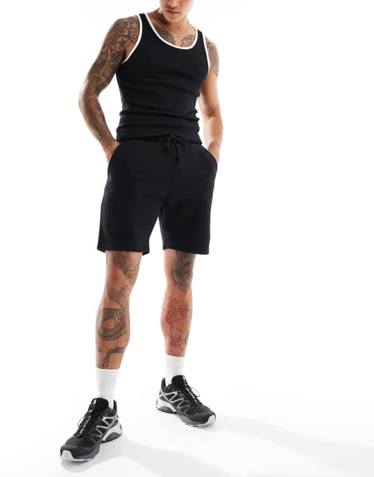COLLUSION jersey shorts i svart - Image 3