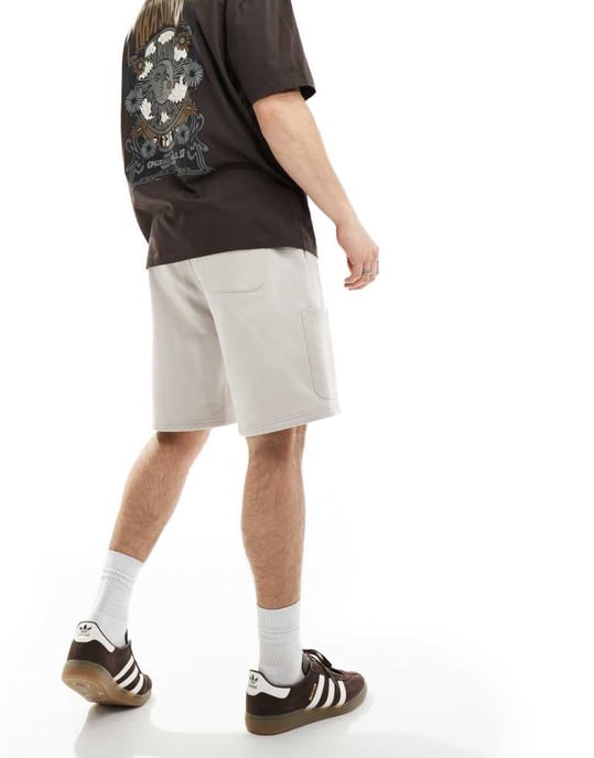 ASOS DESIGN tungvikts cargoshorts i beige - Image 3