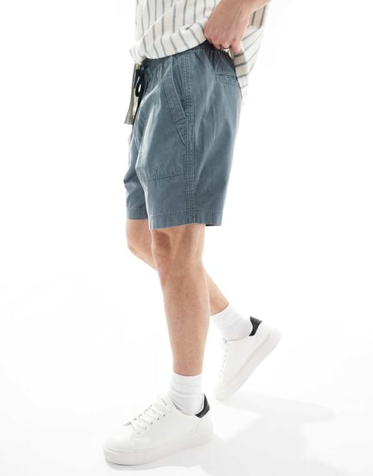Abercrombie & Fitch 8-tums shorts med fickor i blågrå - Image 3