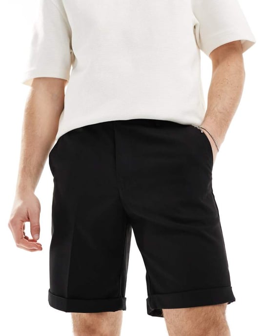 ASOS DESIGN smart raka shorts i svart - Image 1