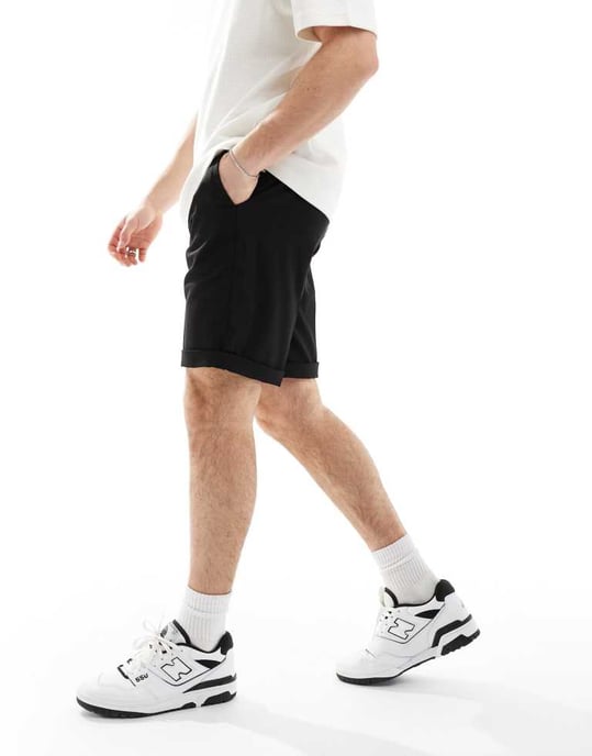 ASOS DESIGN smart raka shorts i svart - Image 4