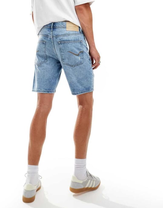 ONLY & SONS regular fit slitna denimshorts i ljusblå tvätt - Image 3