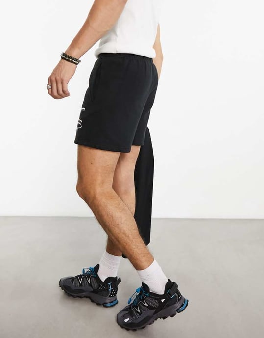 Coney Island Picnic co-ord jersey shorts i svart med förlorat sinne-mönster - Image 3