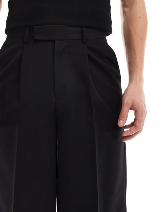 ASOS DESIGN smart långlinjiga vida shorts i svart - SVART - Image 3