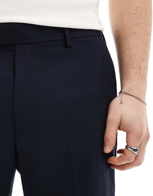ASOS DESIGN smart raka shorts i marinblått - Image 3