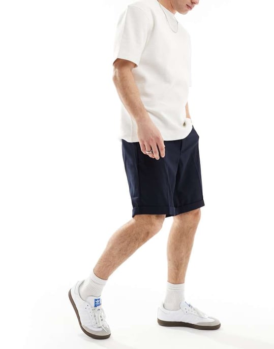 ASOS DESIGN smart raka shorts i marinblått - Image 4