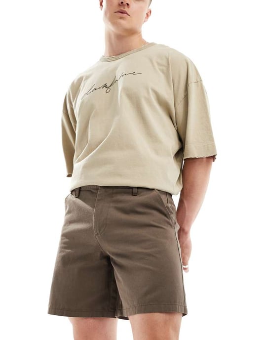 ASOS DESIGN chinoshort i brun - Image 4