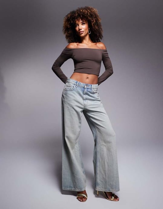 ASOS DESIGN Premium formande bardot-top i choklad - Image 3