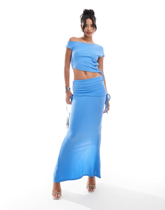 Missyempire off shoulder topp i blått - Image 3