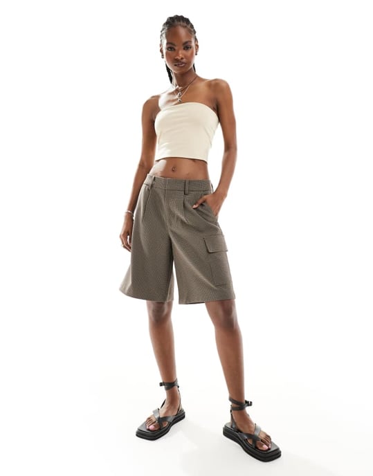 Monki bärlös topp i beige - Image 3