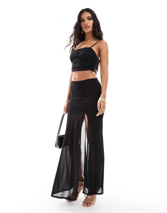 ASOS DESIGN matchande mesh ruchad topp i svart - Image 3