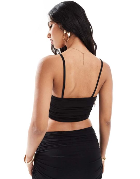 ASOS DESIGN matchande mesh ruchad topp i svart - Image 4