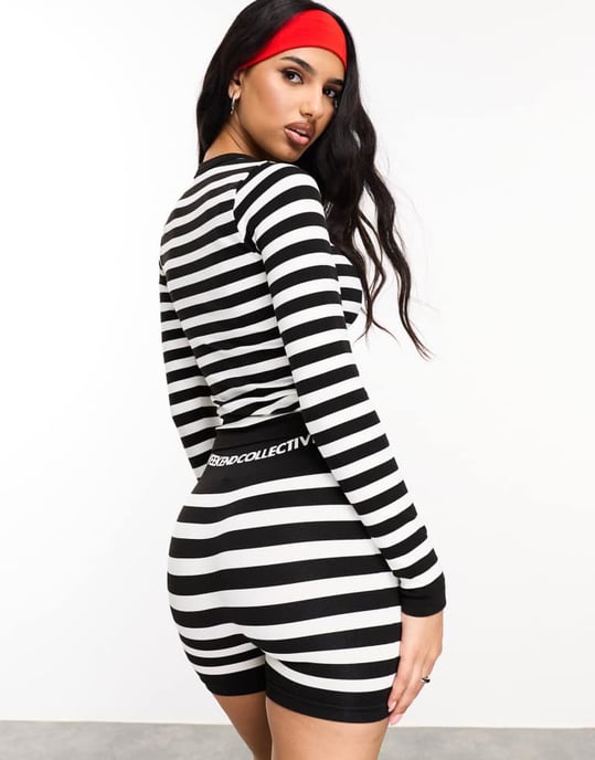 ASOS Weekend Collective co-ord sömlös långärmad topp i monorandig - Image 3