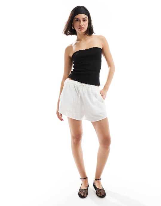 ASOS DESIGN bandeau-topp med salladskant i svart - Image 4