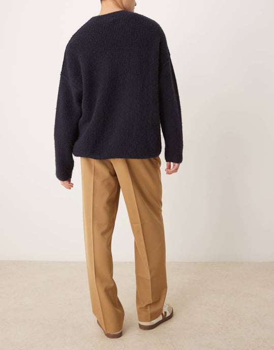 ASOS DESIGN smart vida byxor med frontveck i dammig camel - Image 3