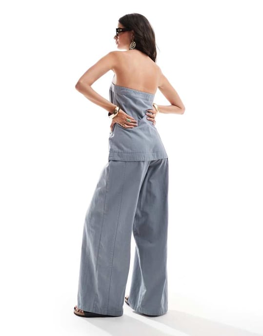 ASOS DESIGN halterneck arbetsbyxdress i grått - Image 4