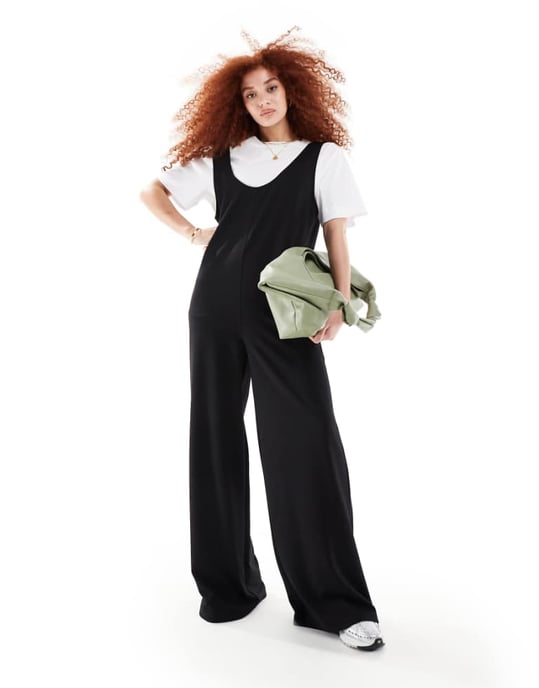 ASOS DESIGN 2 i 1 snickarbyxor med vida ben i svart - Image 1