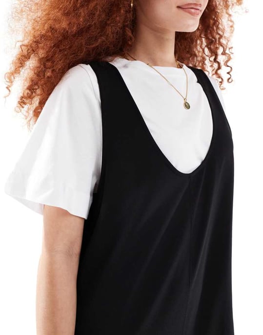 ASOS DESIGN 2 i 1 snickarbyxor med vida ben i svart - Image 3