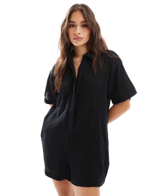 ASOS DESIGN skjortoverall i svart - Image 2