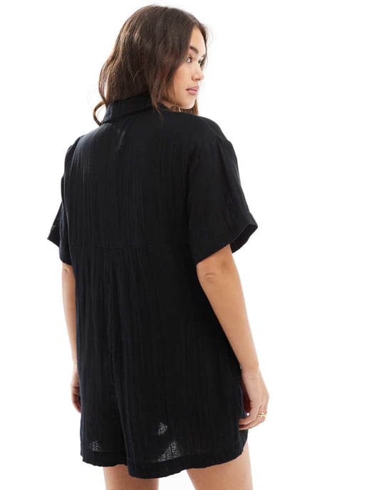 ASOS DESIGN skjortoverall i svart - Image 4