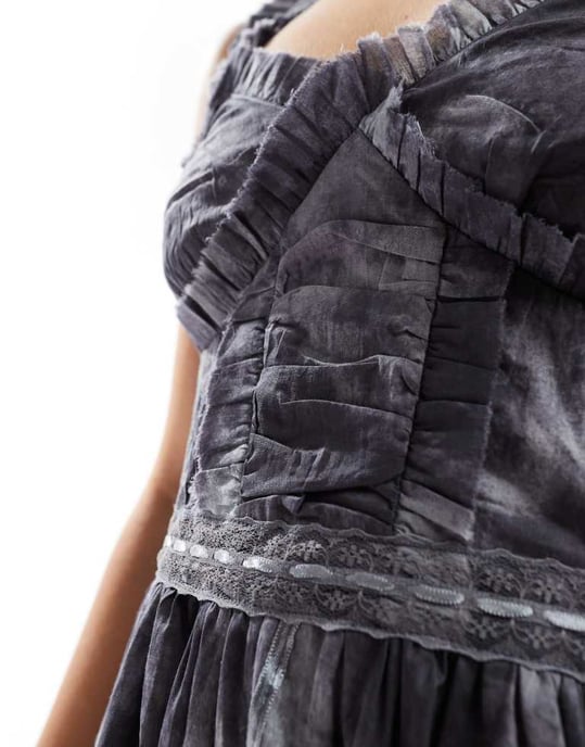 ASOS DESIGN lagerad mini voile klänning med banddetalj i tie dye tryck - Image 3