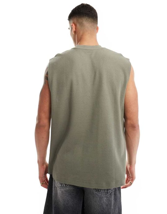 ASOS DESIGN oversized väst med framficka i khaki - Image 4