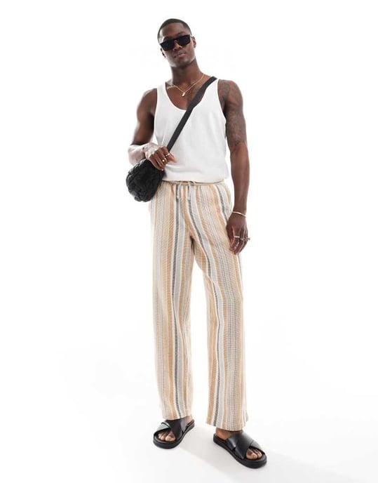 ASOS DESIGN väst i krämfärgad våffel - Image 2