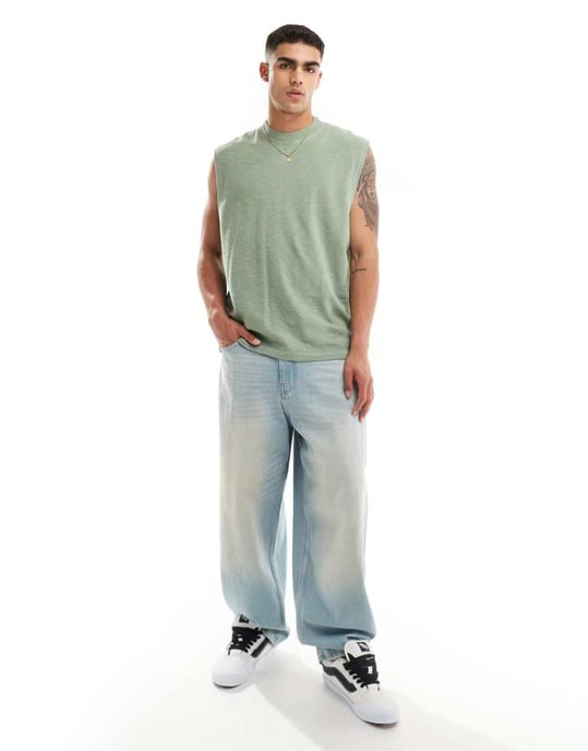 ASOS DESIGN oversized pikétröja i ljusgrön - Image 2