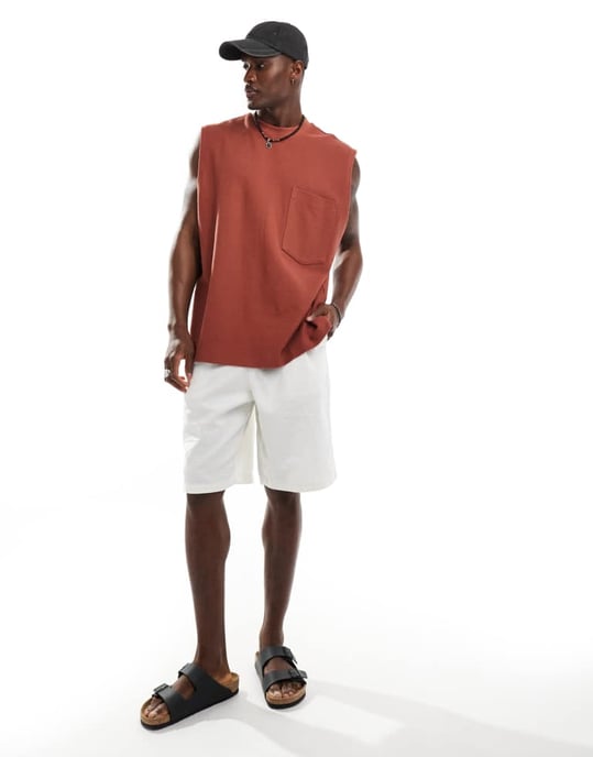 ASOS DESIGN oversized väst med framficka i röd - Image 2