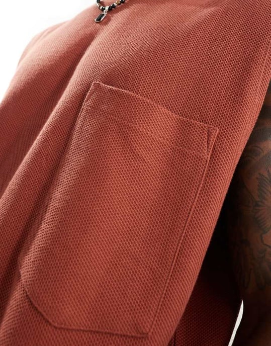 ASOS DESIGN oversized väst med framficka i röd - Image 3